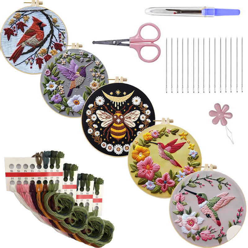 Cross Stitch Stamped Kits Beginners - Набор для вышивания колибри для начинающих,