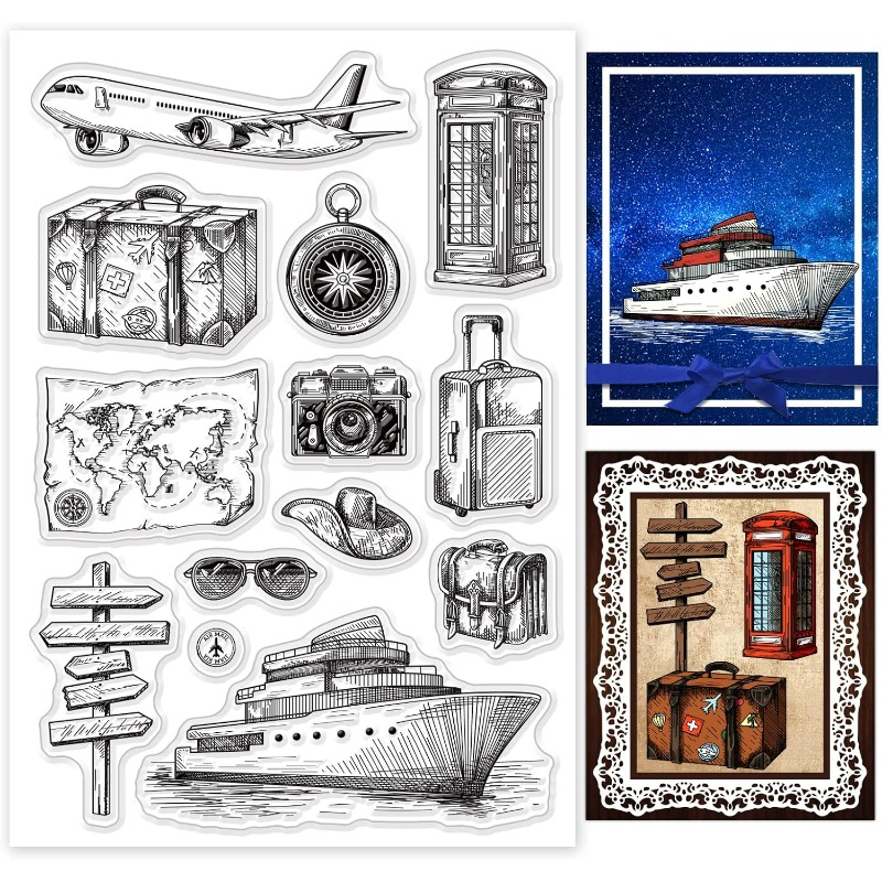 Clear Silicone Stamps For Card Making - Дорожный силиконовый прозрачный штамп с картой