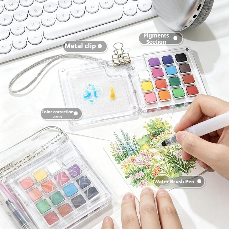 Watercolor Paint Set Solid Pigment - Набор из 15 цветов портативных акварельных