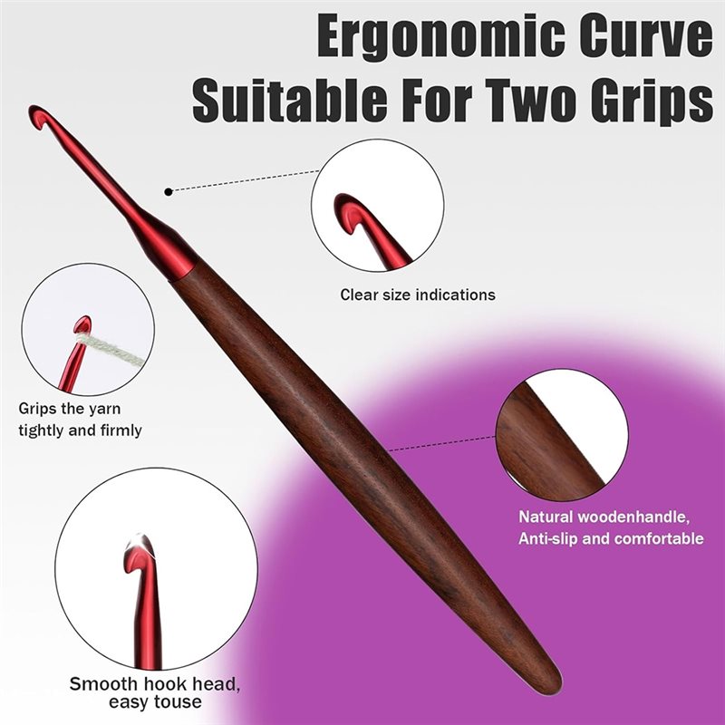 Эргономичные крючки для вязани – обзор и цена Wooden Crochet Hooks Ergonomic Handle