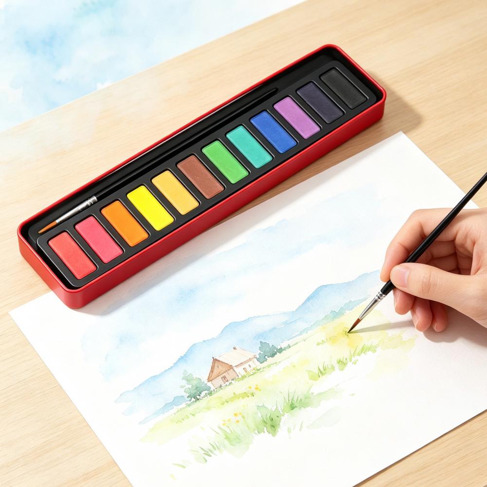 Портативный набор акварельных  – обзор и цена Watercolor Paint Set Solid Pigment