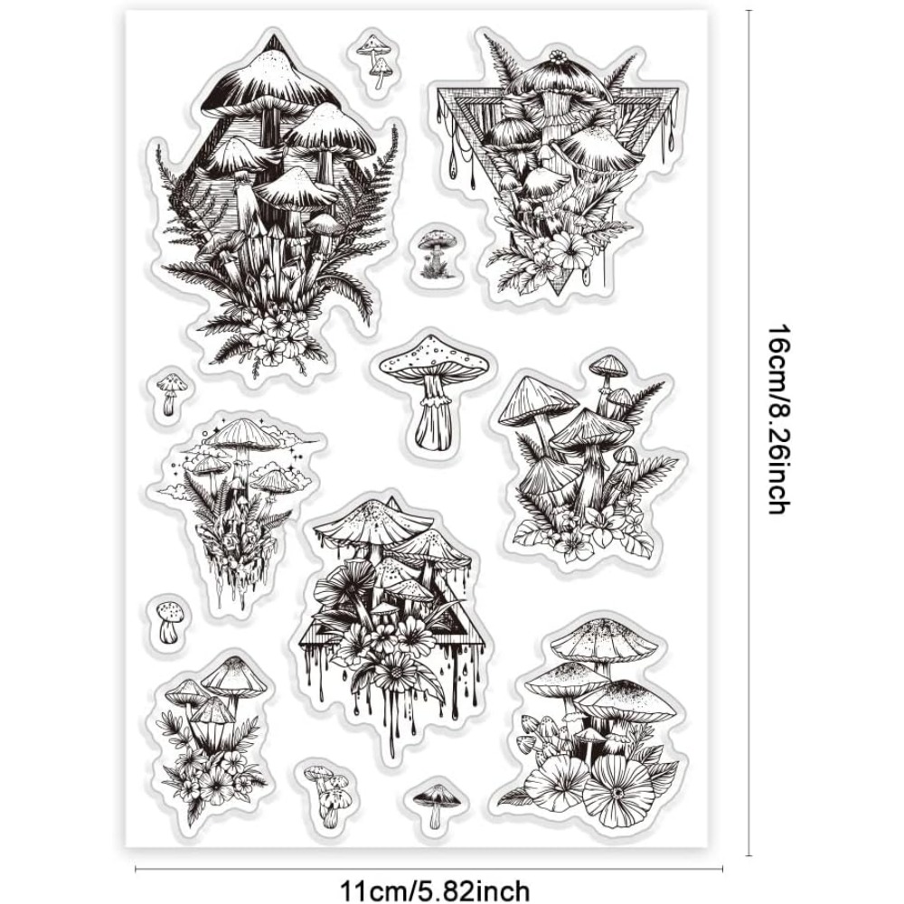 Прозрачный штамп с грибами, си – обзор и цена Clear Silicone Stamps For Card Making