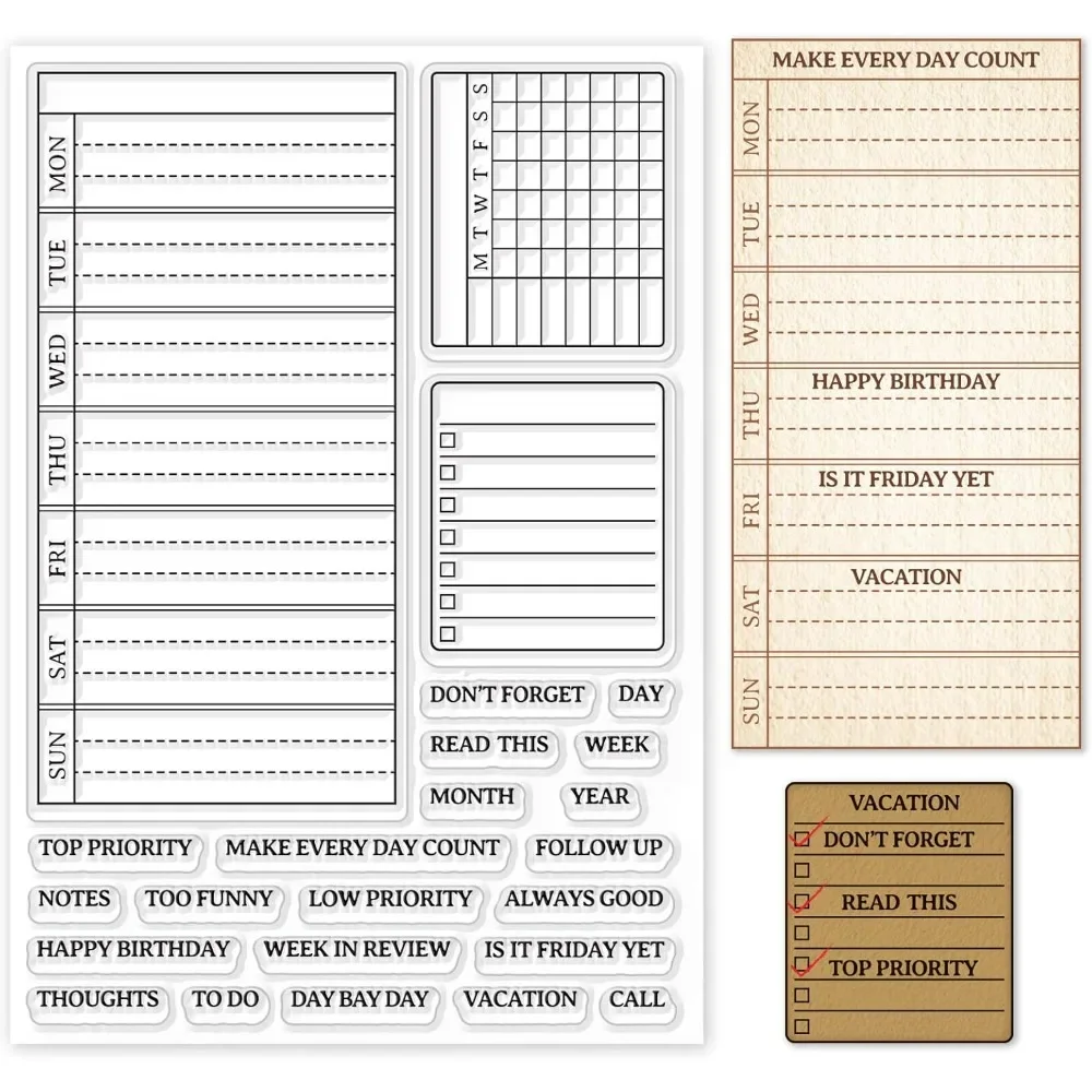 Еженедельный план, прозрачный  – обзор и цена Clear Silicone Stamps For Card Making