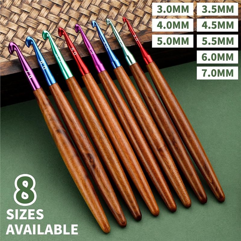 AB34-алюминиевые крючки для вя – обзор и цена Wooden Crochet Hooks Ergonomic Handle